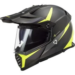 Cross Enduro Helm Offroad Moto Ls2 MX436 PIONEER EVO Router Schwarz Matt Gelb Fluo