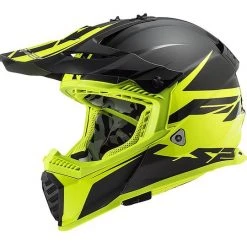 Cross Enduro Motorradhelm Ls2 MX437 FAST EVO Roar Matt Schwarz Gelb Fluo