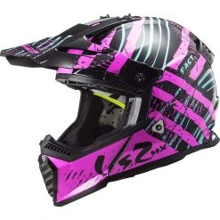 Cross Enduro Motorradhelm Ls2 MX437 FAST EVO Verve Schwarz Pink Fluo