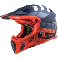 Cross Enduro Motorradhelm Ls2 MX437 Schneller Mini XCODE Orange Fluo Matt Blau