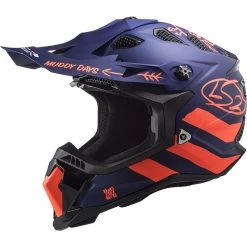 Cross Enduro Motorradhelm Offroad Ls2 MX700 Subverter Evo CARGO Blau Orange Fluo Matt