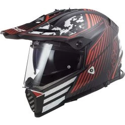 Cross Enduro Offroad Moto Helm Ls2 MX436 PIONIER EVO Saturn Schwarz Rot Matt
