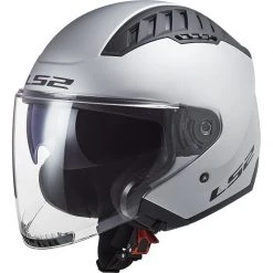 Doppelvisier Motorradhelm Jet Ls2 OF600 Copter Solid Silver Opaque
