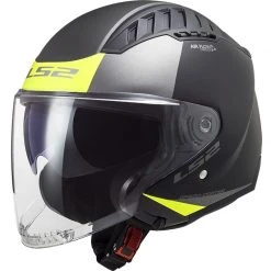 Doppelvisier Motorradhelm Jet Ls2 OF600 Copter URBANE Schwarz Gelb Fluo Matt