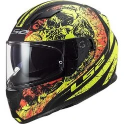 Full Face Motorradhelm Doppelvisier Ls2 FF320 STREM EVO Throne Schwarz Gelb Fluo Matte