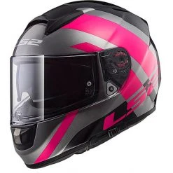 Helm Moto Integral Fiber-LS2 FF397 Vector Trident Titanium Rosa Doppel Visier