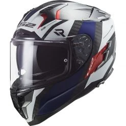 Integralhelm Motorrad Aus Carbon Ls2 FF327 CHALLENGER C Alloy Weiß Blau Rot