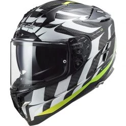 Integrierter Motorradhelm Aus Carbon Ls2 FF327 HERAUSFORDERER C Flammen Weiß Gelb Fluo
