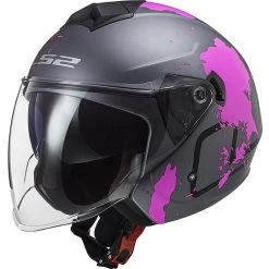Jet Moto Helm Ls2 Doppelvisier Ls2 OF573 TWISTER 2 Xover Titanium Matt Pink