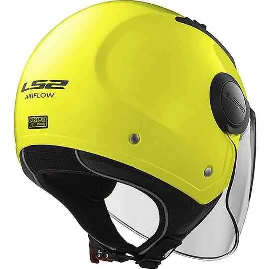 Jet Moto Helm LS2 OF562 Airflow Fest Gelb Fluoreszierend 10 Jet Moto Helm LS2 OF562 Airflow Fest Gelb Fluoreszierend – Bild 8