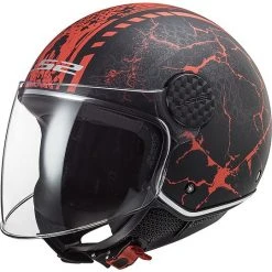 Jet Motorradhelm Ls2 Of558 SPHERE LUX Snake Schwarz Matt Rot