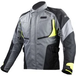 LS2 Phase Man WP Motorrad-Funktionsjacke Schwarz Grau Gelb Fluo-zertifiziert