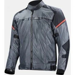 LS2 Riva Man Perforierte Sommer Motorradjacke Dunkelgrau Rot