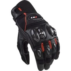 Ls2 Spark 2 CE Schwarz Rot Sommer Leder Motorradhandschuhe
