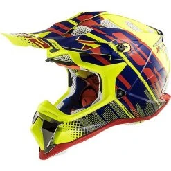 Moto Cross Enduro Helm LS2 MX 470 Subverter Bomber Gelb, Blau, Rot
