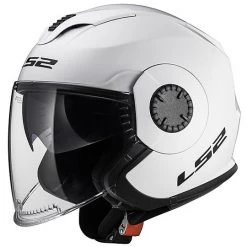 Moto Jet Helm LS2 OF570 Gegen Doppel Visier Mono Weiß