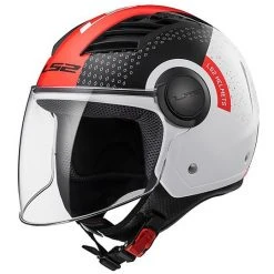 Moto Jet Helm OF562 Ls2 Airflow Lang Mit Visier Lange Condor Weiß Rot
