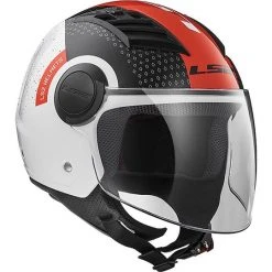 Moto Jet Helm OF562 Ls2 Airflow Lang Mit Visier Lange Condor Weiß Rot -Ls2 Elegant Boutique moto jet helm of562 ls2 airflow lang mit visier lange condor weiss rot 86129
