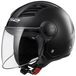 Moto Jet Helm OF562 Ls2 Airflow Lang Mit Visier Lange Gloss Black