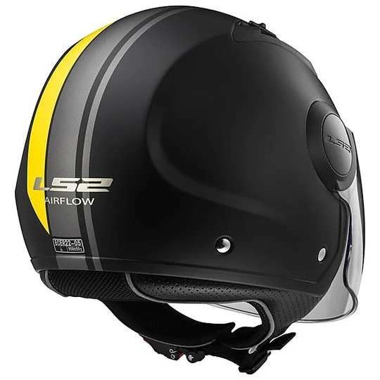 Moto Jet Helm OF562 Ls2 Airflow Lang Mit Visier Lange Metropolis Schwarz Gelb Hy Vision 4 Moto Jet Helm OF562 Ls2 Airflow Lang Mit Visier Lange Metropolis Schwarz Gelb Hy Vision – Bild 2