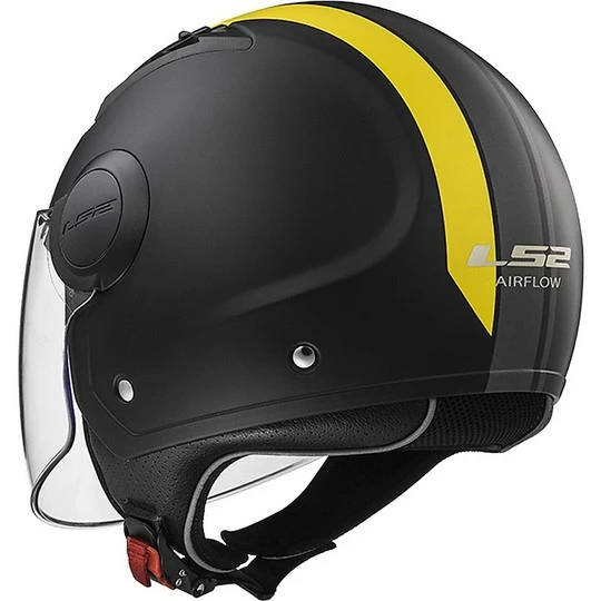 Moto Jet Helm OF562 Ls2 Airflow Lang Mit Visier Lange Metropolis Schwarz Gelb Hy Vision 6 Moto Jet Helm OF562 Ls2 Airflow Lang Mit Visier Lange Metropolis Schwarz Gelb Hy Vision – Bild 4