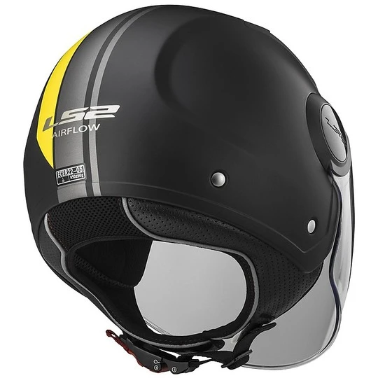 Moto Jet Helm OF562 Ls2 Airflow Lang Mit Visier Lange Metropolis Schwarz Gelb Hy Vision 14 Moto Jet Helm OF562 Ls2 Airflow Lang Mit Visier Lange Metropolis Schwarz Gelb Hy Vision – Bild 12