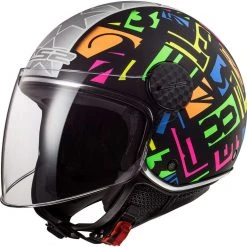 Motorrad Helm Jet LS2 OF558 SPHERE LUX Crisp Schwarz Gelb Fluo + Dark Visor