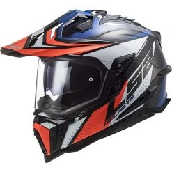 Offroad Motorrad Tourismus Helm In Carbon Ls2 MX701 Explorer C FOKUS Blau Weiß Rot