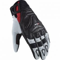 Sommer Motorradhandschuhe Aus Leder Und Stoff Ls2 All Terrain Schwarz Grau Rot