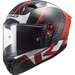 Vollcarbon Motorradhelm Ls2 FF805 THUNDER C Racing1 Rot Weiß