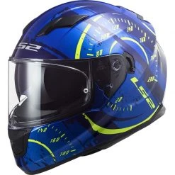 Vollgesicht Motorradhelm Doppelvisier Ls2 FF320 Stream Evo TACHO Blau Gelb Fluo