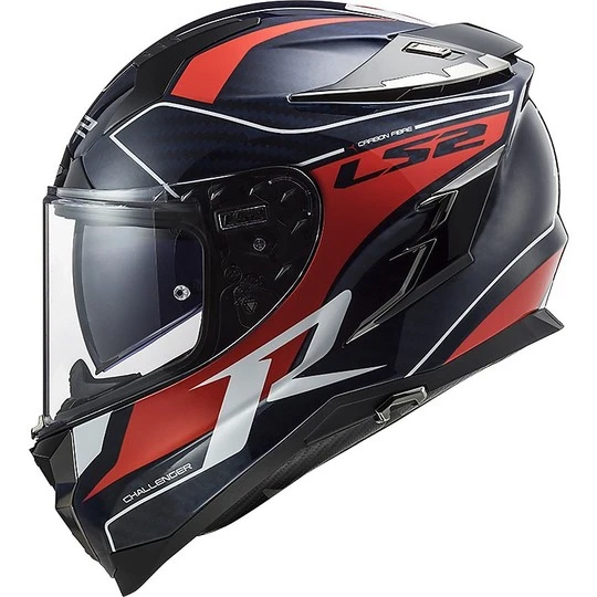 Vollvisier-Motorradhelm Aus Touring Carbon Ls2 FF327 CHALLENGER C Grid Blau Carbon Rot 7 Vollvisier-Motorradhelm Aus Touring Carbon Ls2 FF327 CHALLENGER C Grid Blau Carbon Rot – Bild 5